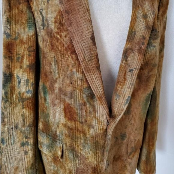 Ralph Lauren blazer suit 42 46 44 tie dye silk wool brown green tan painted camo - Picture 8 of 8